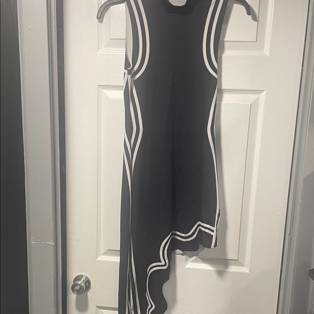 Black and White Asymmetric Sleeveless Dress